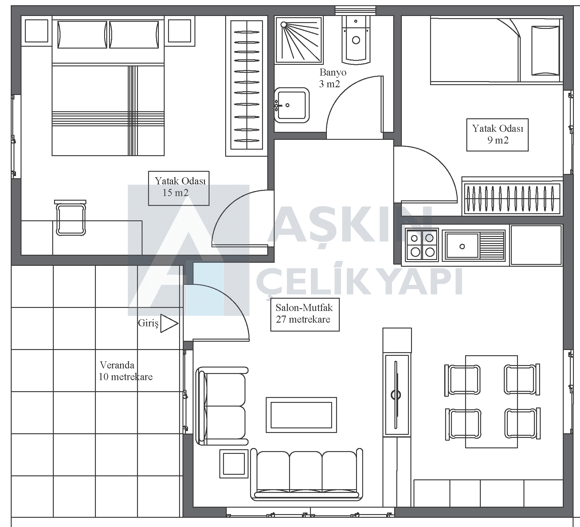 Zen 65 m² Tek Katlı Çelik Ev